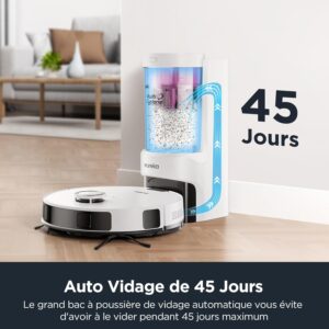 Eureka E10s Robot Aspirateur Laveur avec Station sans Sac Vidage Automatique, Robot Laveur de Sol 4000Pa, Autonomie 180 Minutes, Nav