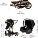 Poussette 3 en 1 Reenborn réversible cadre aluminium