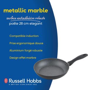 Russell Hobbs Poele a frire RH02799EU7, antiadhesive, compatibles avec les plaques a induction, des repas sains, poignee ergonomique