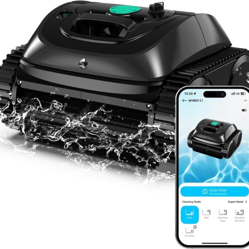 71AFp5shK7L._AC_SL1500_.jpg WYBOT C1 Robot Pool Bottom and Walls 150 Min Vacuum Pool with Intelligent Route Planning, Fully Automatic Cleaning of Floor, Water L