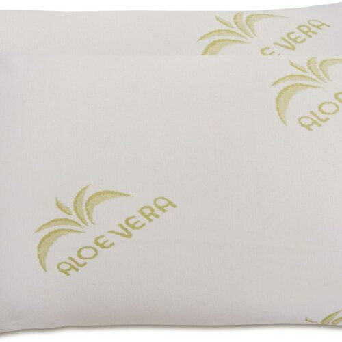 Baldiflex Lot de 2 Oreillers a Memoire de Forme, Housse en Aloe Vera, Paire de Coussins Anti-Transpiration, Anti-Acarien et Hypo-All