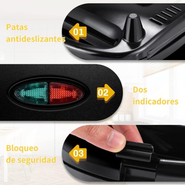 YASHE Grill Panini, 750W Appareil Panini avec Plaques Anti-adhesif, Appareil Croque Monsieur, Temperature Automatique, Indicateur LE