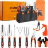 Stanew 13 x Stainless Steel Garden Tool Set, Ergonomic Rubber Handle, Garden Glove, Storage Bag, Gardening Gifts for Women and Men