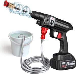 71AW-NLS6EL._AC_SL1500_.jpg Nettoyeur Haute Pression sans Fil, Pistolet a Eau Portable avec 5m Tuyau, Nettoyeur Haute Pression sur Batterie, Pot en Mousse, Adap