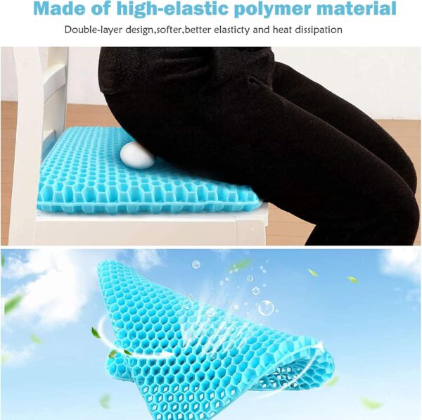 71AbHy6fqL._AC_SL1500_.jpg Coussin de Siege en Gel a Memoire, Coussin en Gel, Coussin Chaise Ergonomique Orthopedique pour Bureau, Voiture, Fauteuil Roulant, C