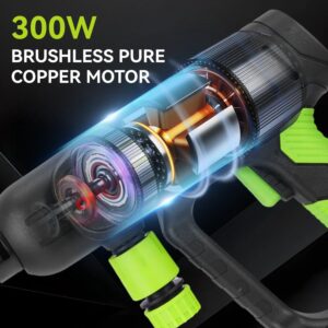 ONEVAN Nettoyeur haute pression sans fil, 60 bar, sans brosse, mobile, avec 2 batteries de 4000 mAh et chargeur, 6 modes de pulveris