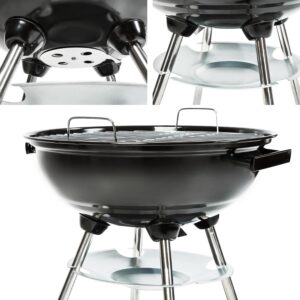 TecTake BBQ GRILL BARBECUE CHARBON DE BOIS FUMOIR SMOKER - diverses tailles au choix - (Barbecue rond avec couvercle et roues No.
