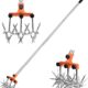 BARAYSTUS Long Handle Retractable Rotary Cultivator Stainless Steel Weatherproof with Removable Teeth Cultivator Kit for Soil Mixing