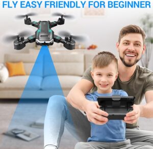 NXPZ Drone avec Double Camera HD pour Debutants, Drone Enfant Pliable, DecollageAtterrissage a Un Bouton, Mode Sans Tete, Vol en Tr