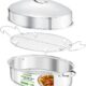 NutriChef Plat Four de Rotissage Ovale51 cm avec Grille et Couvercle - Plat Inox en Acier Inoxydable de Haute Qualite avec Poignees