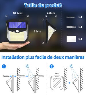 Vanranger Lampe Solaire Exterieur Detecteur Mouvement - 248 LED Lumiere Solaire Exterieur IP65 Etanche eclairage 270 Securite sans