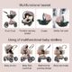 BEBBY Poussette 3 en 1, Poussettes Combinee Portable Pliant en Un Clic,Poussettes Citadines Avec Siege Auto, Poussette Canne Paysage