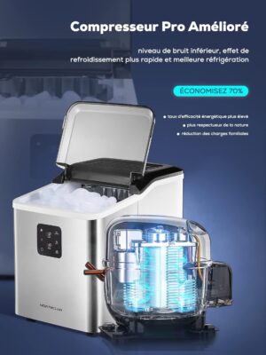 Machine à glaçons NORTHCLAN inox 14 kg/24h autonettoyante