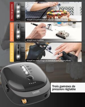 71Bi2QmxgrL._AC_SL1500_.jpg Oasser Kit Aerographe, Compresseur Aerographe Portable Rechargeable Haute Precision Mini Compresseur d'Air Pression Reglable pour Mo