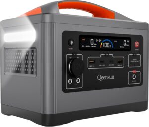 Centrale electrique portable Qeensun, generateur solaire a onde sinusoidale pure 537,6 Wh, sorties AC 700 W pour alimentation de sec