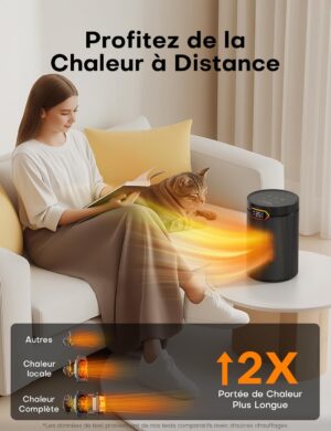 Chauffage d'appoint QEXREED 1500W PTC avec télécommande
