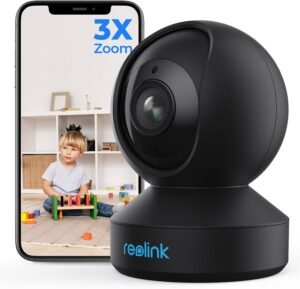 Reolink 5MP PTZ Indoor WiFi Surveillance Camera 2.45GHz, Bidirectional Audio, E1 3X Optical Zoom, Motion Detection Alerts, Night