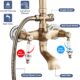 SINKTORY Retro Brass Shower Column with Mixer, Shower System Shower Set Wall Mounted Shower Kit with 20 cm Shower Head, Shower, Bath