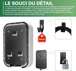 ANFIL 3-Phase Charging Station for Electric Vehicles - EU Standard 16A Charger, 11kW IEC 62196-2 - 6.1m Charging Cable, Type 2 Plug