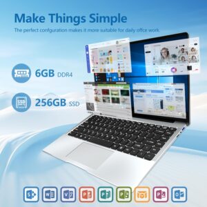 71CLR7kAPrL._AC_SL1500_.jpg rumlawn Celeron N4000 Laptop, 14.1 Inch Laptop, Graphics Card UHD 600, 6GB RAM, 256GB SSD (Expand to 1TB), Laptop Win115000mAhTF C