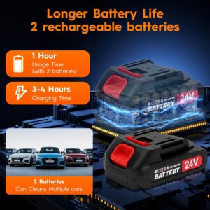 Nettoyeur Haute Pression, Nettoyeur Haute Pression sans Fil avec Buse 6 en 1, Nettoyeur Haute Pression Batterie avec 5M Tuyau, Pot e