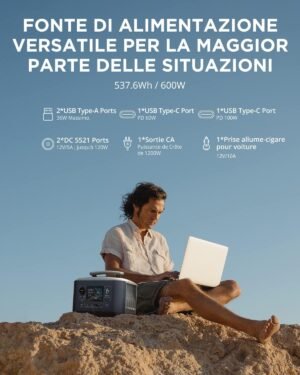 Générateur solaire portable BigBlue 537.6Wh 600W (1200W pic)