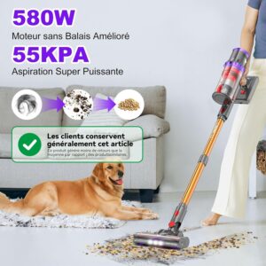 71CU93SsZCL._AC_SL1500_.jpg Aspirateur balai sans fil Coovy - 75 min d'autonomie