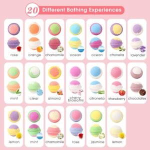 Lot de 20 bombes de bain moussantes bio et naturelles fabriquees a la main avec huiles essentielles relaxantes et anti-stress Cadeau