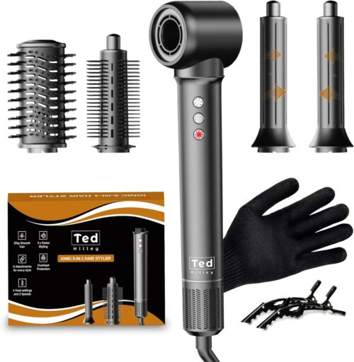 Multistyler 5 en 1 Hair Styler, Brosse Ionique Professionnelle, Brosse Chauffante, Fer A Friser Automatique, Lisseur, Brosse Volumat