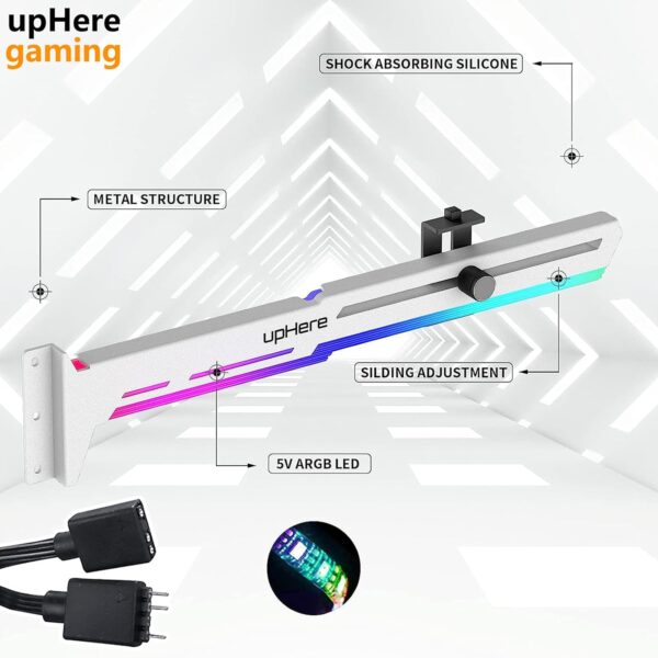 upHere gaming G276WTARGB GPU ARGB LED Sync Adjustable According to Graphics Card Support for Video Card Support Stiffener