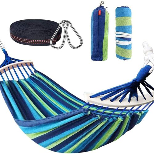 Nakeey Hamac Double a Barres Capacite de Charge Statique 300 kg 280 x 150 cm Couleurs Arc-en-Ciel Convient pour interieur, Balcon, e
