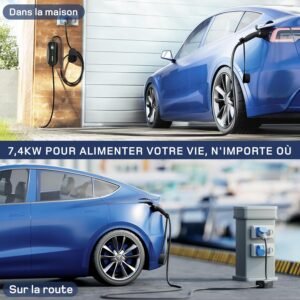 Chargeur voiture électrique P17 7,4 kW monophasé 8 m Type 2