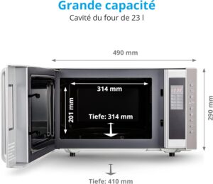 MEDION Micro-onde 3en1 avec gril et air chaud combine (23L, 800W, 1200 W grilair chaud, 10 programmes automatiques, 5 niveaux de pu