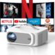 4K Video Projector Netflix CertifiedDolby Audio: 1080P Native 36000Lux Video Projector with Movin, 4D4P Keystone, Electric Focus,