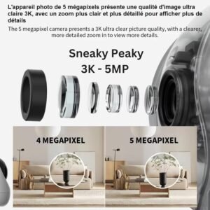 Caméra surveillance PARINNOV 5MP 360° WiFi - détection cri