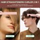 Frange Fer a Cheveux 2 En1,MINI Lisseur Boucleur Cheveux Court Voyage,Temperature Constante 180C,Plaque Chauffante En Ceramique,Mise