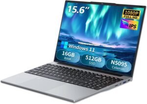 Win11 Laptop, 15.6 Inch Laptop 16GB LPDDR4 RAM 512GB SSD, Celeron N5095 CPU, BacklitUnlock Keyboard, 180Flip 1080P Laptop Screen,