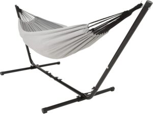 Vita5 Hamac sur Pied Exterieur pour des Heures de Detente, Hamacs 2 Personnes avec Toile en Coton, Support Portable et Solide en Aci