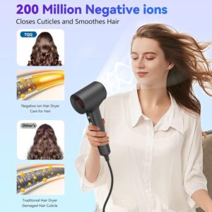 TQQ Seche Cheveux Professionnel, 200 Millions ionique Negatifs, Moteur Haute Vitesse 110000 TRMin, 57dB Faible Bruit Seche Cheveux