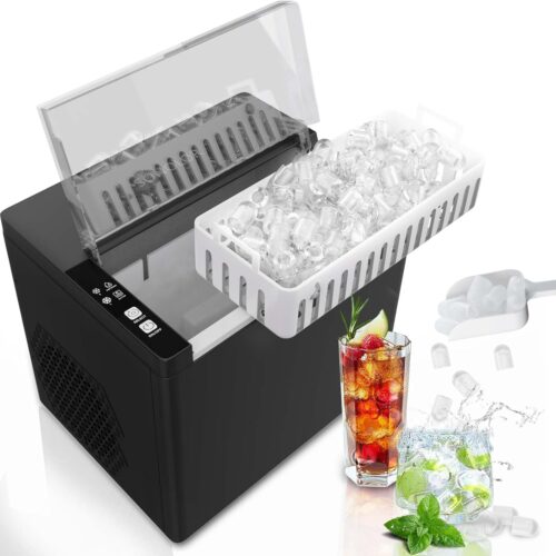 71DwRRgh5LL._AC_SL1500_.jpg SONOLOR Portable Ice Cube Maker, 9 Cubes in 6 Mins, 12kg24 Hours, 2 Sizes with Ice Scoop and Basket, One Button Operation - for Hom