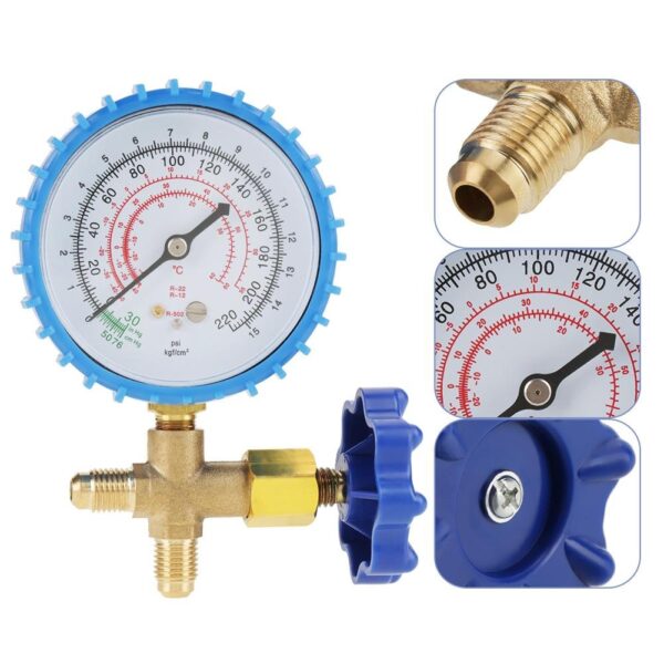Air Conditioning Refrigerant Compressor Pressure Gauge 220 PSI Adjustable for R410A R22 R134A R404A Digital Air Conditioning Pressur