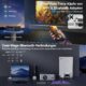 Auto Focus Keystone 4K Bluetooth WiFi Projector 25000 Lumens FHD 1080P, Supported, WiFi Overhead Projector 6 Stretched Saddle Ho