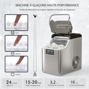 Machine à glaçons Relax4life 18 kg/24 h, inox, 3,2 L