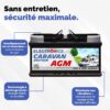 Batterie AGM 120Ah Caravan Edition Batterie Voiture 12v Solution Energetique Solaire Batterie Decharge Lente pour Camping-Car Enfant