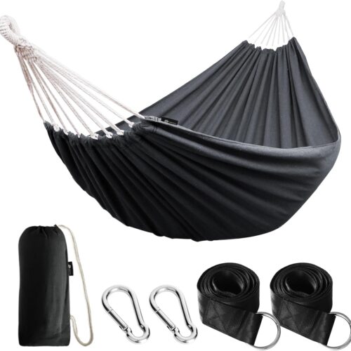 Anyoo Hamac d'exterieur de Camping, en Plein air Portable en Toile, Leger avec Sangles respectueuses des Arbres, Sac de Transport, P