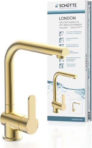 SCHUTTE 79770 London Robinet de cuisine avec douchette extractible, robinet pivotant a 360 degres pour evier de cuisine avec mitigeu