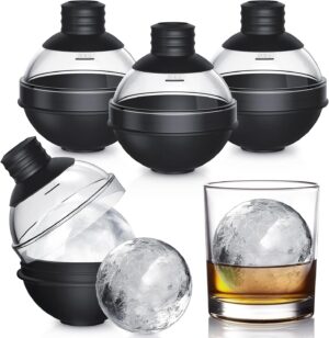 Moules à glaçons ronds silicone x4 avec couvercle noir