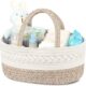 Maliton Panier Rangement Bebe, Rangement Lange Bebe avec Compartiments et Poignees, Couches Bebe Portable, Panier Organisateur Bebe