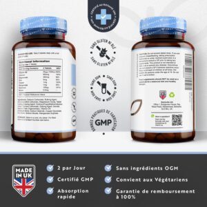 Calcium, magnesium, zinc enrichi en vitamine D3 - Supplement de haute resistance 365 comprimes vegetariens Offre de 6 mois Fab