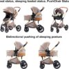 BEBBY Poussette 3 en 1, Poussettes Combinee Portable Pliant en Un Clic,Poussettes Citadines Avec Siege Auto, Poussette Canne Paysage